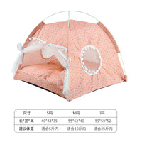 Summer Pet Tent Bed with Cooling Mat for Cats and Small Dogs, Foldable Mosquito-Proof Pet Sleeping Nest