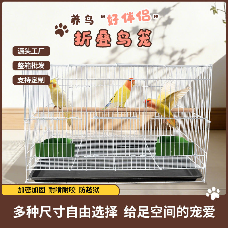Foldable Bird Cage for Parrots and Small Birds, Escape-Proof Pet Cage with Tray and Perch