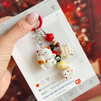 Lucky Cat Ingot Keychain for Bags and Phones