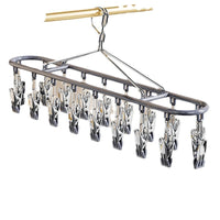 Stainless Steel Drying Rack with Multiple Clips for Underwear, Socks, and Small Items - Windproof for Balcony & Outdoor Use