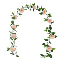 Artificial Rose Vine Garland with Rubberized Leaves for Home Decor and Pipe Concealment