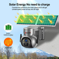 Outdoor Dual Solar Panel WiFi PTZ Battery Camera Wireless Low Power Long Standby Monitoring