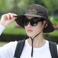 Men's Outdoor Sun Protection Fishing Hat UV Protection Wide Brim Bucket Hat for Hiking and Beach