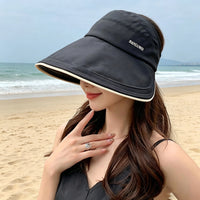 Women's Wide Brim UV Protection Sun Hat Summer Foldable Fisherman Empty Top Sun Visor