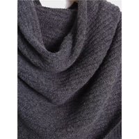 Wool Blend Knitted Triangle Shawl for Women, Warm Retro Scarf Poncho
