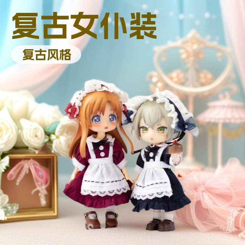 Maid Outfit for OB11 BJD Dolls - 1/12 Scale Uniform Dress Set
