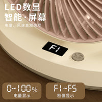 Portable USB Desk Fan with Air Circulation, 5-Speed, Quiet Operation, Digital Display, Wall Mountable