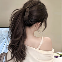 Korean Style Satin Pleated Banana Hair Clip for Women, Elegant Large Hair Claw Clip