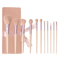 11-Piece Makeup Brush Set with Soft Bristles and Pink Handles, Complete Cosmetic Tool Kit