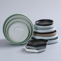 Ceramic Plant Pot Saucer Round Large White Black Matte Grey Water Catch Tray Base