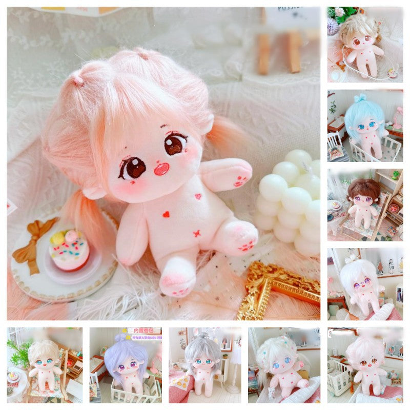 20cm Star Idol Cotton Doll with Skeleton or Boneless Options, Fluffy Hair
