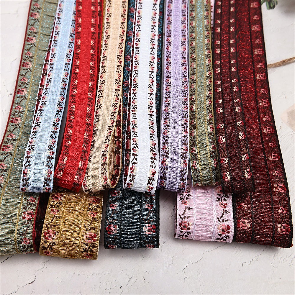 Jacquard Embroidered Polyester Ribbon Trim for Ethnic Style Clothing and Crafts