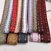 Jacquard Embroidered Polyester Ribbon Trim for Ethnic Style Clothing and Crafts