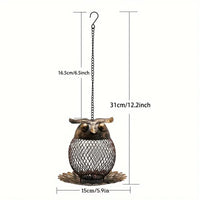 Outdoor Iron Owl Hummingbird Feeder for Garden Patio