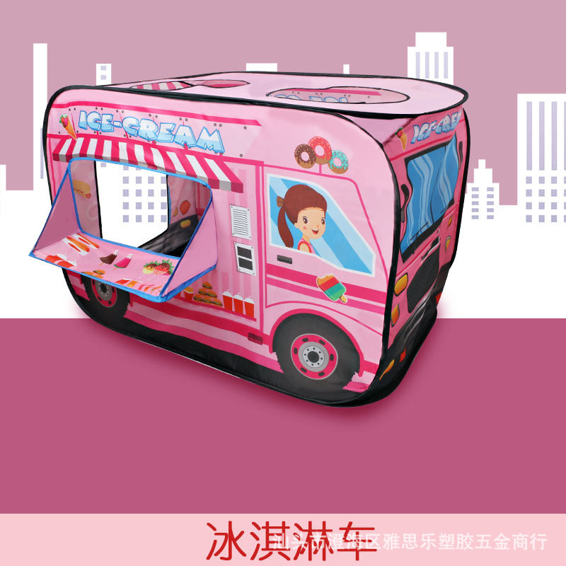 Kids Pop-Up Play Tent Cartoon Car Bus Indoor Outdoor Game House