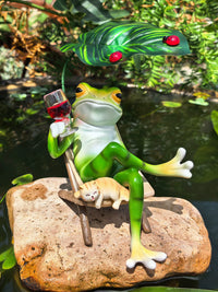 Creative Reclining Frog Garden Decor Figurine for Patio Balcony Home Decoration