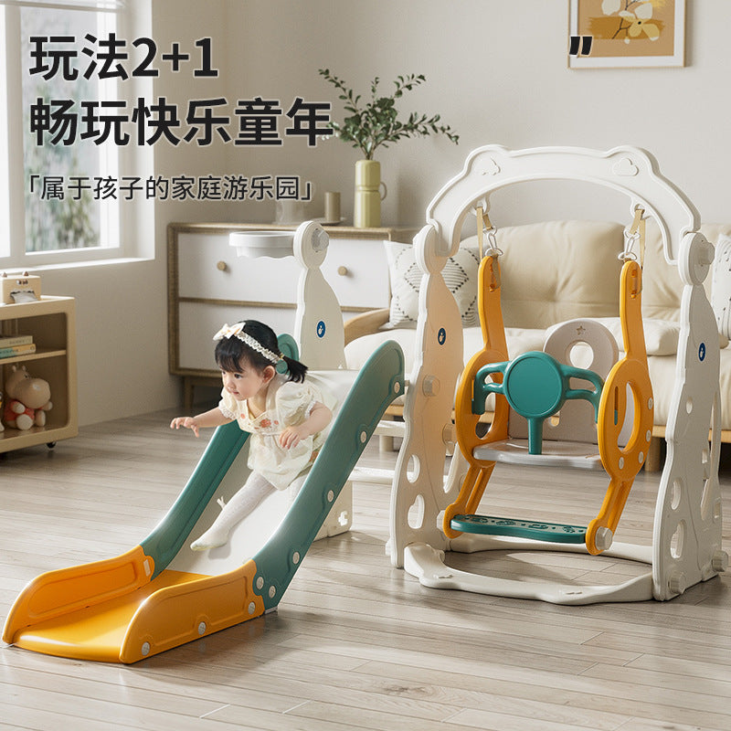 3-in-1 Kids Slide, Swing, and Basketball Hoop Set for Indoor/Outdoor Play