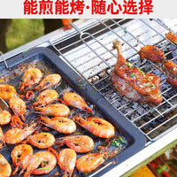 Portable Charcoal BBQ Grill for Home Outdoor Camping, Foldable Stainless Steel Barbecue Stove with Complete Tool Set