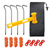 Outdoor Aluminum Alloy Tent Stakes Kit with Wind Ropes and Buckles for Camping and Canopy