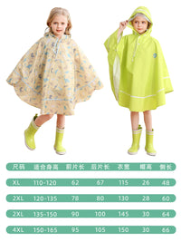 Kids' Japanese Style Lightweight Rain Poncho for Boys and Girls, School Children Raincoat