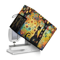 Sewing Machine Dust Cover with Cute Cat Pattern and Storage Pockets