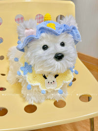 ChillyCherry Handmade Crocheted Pet Bib and Hat Set for Cats and Dogs