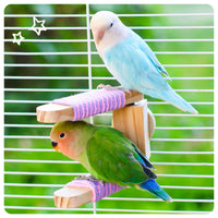 Parrot Rotating Perch Bird Toy with Food Bowl for Cage Decoration and Play