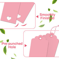 50-Pack Pink Gift Tags with 10m Jute Twine for DIY Craft & Packaging Decoration