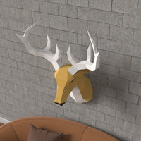 DIY 3D Geometric Deer Head Wall Mount Papercraft Kit for Home Decor