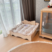 Vintage Wooden Pet Bed for Cats and Dogs, Danish Style Pet Nest, Ready to Ship, Includes Sleeping Mat