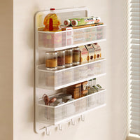 Wall-Mounted Kitchen Spice Rack with Vegetable Basket, Punch-Free Storage Organizer