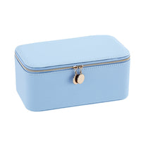 Large Rectangular Jewelry Organizer Box with Portable Pouches, Waterproof Leather Finish, Compartments for Necklaces and Earrings