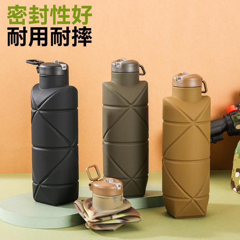 Portable Large Capacity Collapsible Silicone Water Bottle for Outdoor Sports
