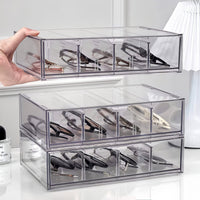 Clear Acrylic Stackable Drawer Sunglasses Organizer Box Multi-Grid Large Capacity Eyewear Storage