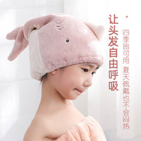 Cartoon Quick-Dry Hair Towel for Adults and Kids, Super Absorbent Coral Fleece Turban