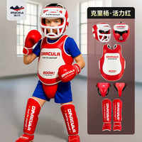 Kids' Boxing Muay Thai MMA Taekwondo Protective Gear Set with Helmet, Shin Guards, Chest & Groin Protector