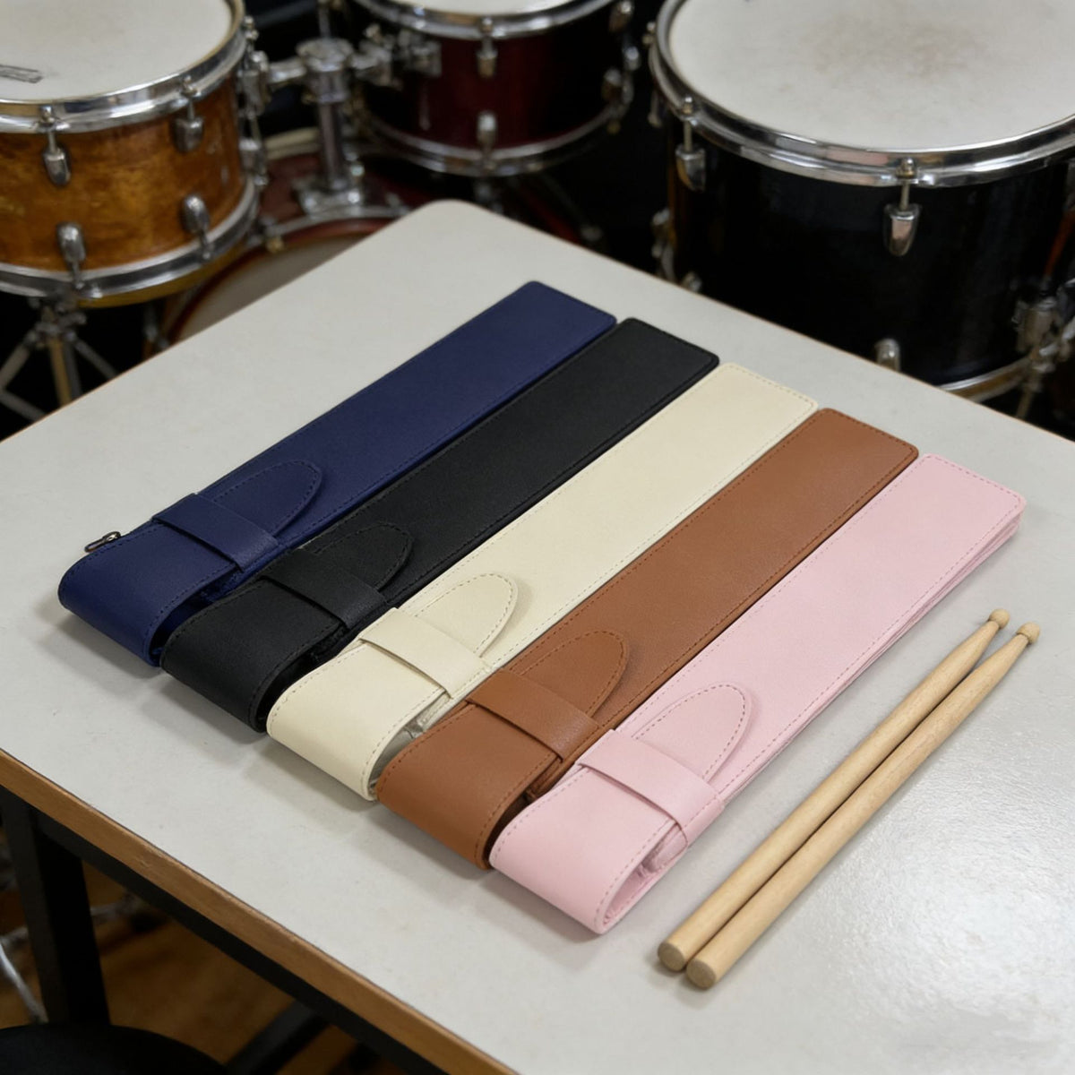 Waterproof PU Leather Drumstick Bag with Lanyard, Portable Drum Mallet Holder