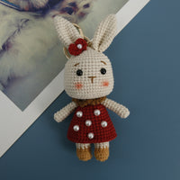 Pearl Bunny Handmade Knitted Doll Creative Wool Crochet Rabbit Pendant Exquisite Handcrafted Bag Charm