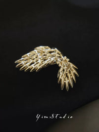 Wheat Ear Angel Wing Crystal Brooch for Coats and Suits