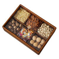 Luxury Wooden Divided Snack and Dried Fruit Serving Tray with Lid