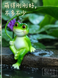 Creative Frog Figurine for Desk Decor, Planters, Aquariums, and Car Decoration - Stress Relief Ornament