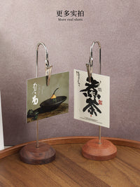 Solid Wood Base Clip Desktop Display Stand for Cards, Photos, and Menus
