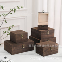Vintage Paulownia Wood Storage Box with Lid, Desktop Organizer for Jewelry and Home Decor