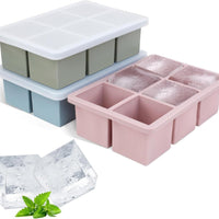Large Food-Grade Silicone Ice Cube Tray with Lid for Freezer