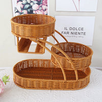 Multi-layer Imitation Rattan Fruit Basket Snack Candy Display Stand