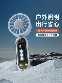 2026 New Portable Handheld Bladeless Fan with Cooling and Digital Display, USB Rechargeable Mini Quiet Fan