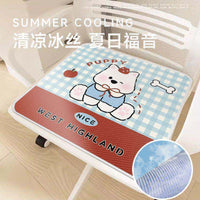 Cartoon Ice Silk Seat Cushion for Office and Home Chairs, Breathable and Non-slip