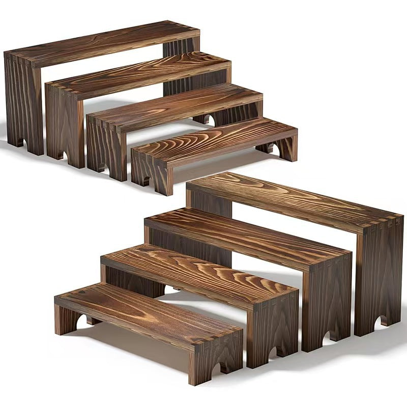 Wooden Tiered Display Shelf for Figurines Blind Boxes Desk Organizer