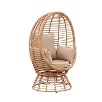 Rattan Woven Hanging Chair with Four Legs, Leisure Hanging Basket Floor Chair for Balcony, Outdoor Lazy Rocking Chair