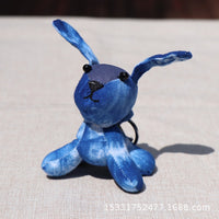 Handmade Indigo Tie-Dye Zodiac Dog Keychain Charm